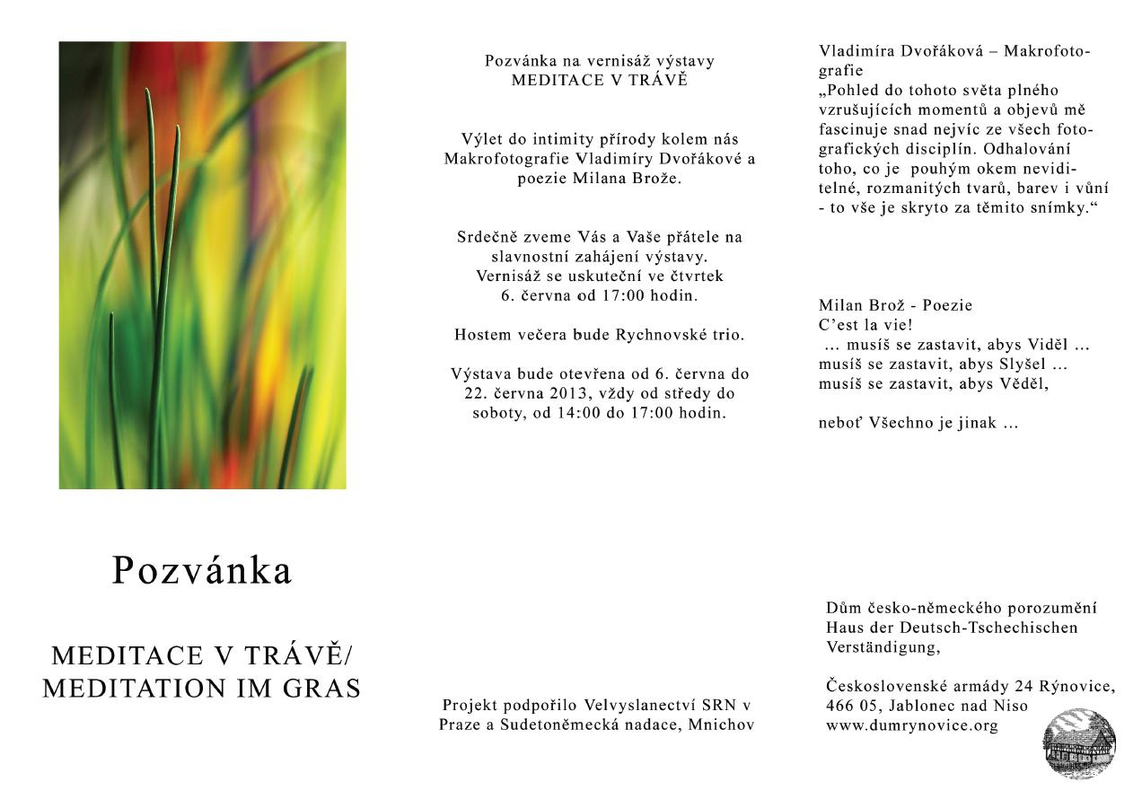 Pozvánka na výstavu - Meditace v trávě