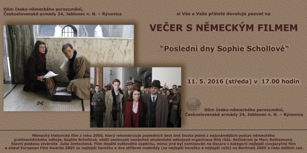 Večer s německým filmem - Poslední dny Sophie Schollové 